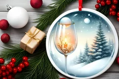 Winter Christmas Ball Scene Champagne Sublimation PNG Product Image 2