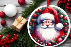 Santa Round Christmas Ornament Sublimation PNG Product Image 2