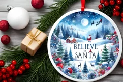 Winter Scene Believe in Santa Ornament Sublimation PNG Product Image 2