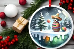 Winter Christmas Ball Scene Mexican Person Sublimation PNG Product Image 2