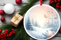 Winter Christmas Ball Scene Sublimation PNG Product Image 2