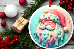 3D Santa Round Ornament Sublimation PNG Product Image 2