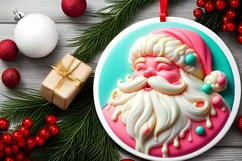 3D Santa Round Ornament Sublimation PNG Product Image 2