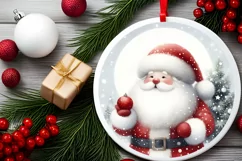 Santa Image Round Ornament Sublimation PNG Product Image 2
