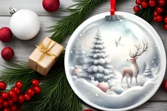 Reindeer Winter Christmas Ball Scene Sublimation PNG Product Image 2