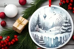 Winter Christmas Ball Scene Tour Eifel Sublimation PNG Product Image 2
