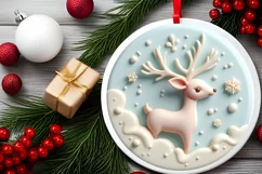 3D Christmas Deer Ornament Sublimation PNG Product Image 2