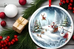 Winter Christmas Ball Scene with Santa Sublimation PNG Product Image 2