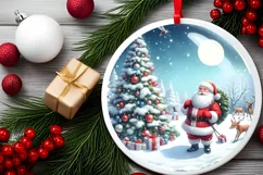 Winter Christmas Ball Scene with Santa Sublimation PNG Product Image 2
