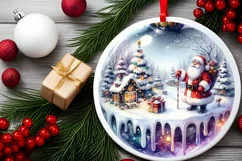 Winter Christmas Ball Scene with Santa Sublimation PNG Product Image 2