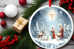 Nativity Winter Christmas Ball Scene Sublimation PNG Product Image 2