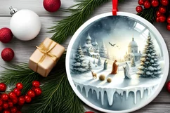 Nativity Winter Christmas Ball Scene Sublimation PNG Product Image 2