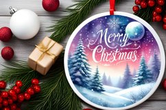 Merry Christmas Round Christmas Ornament Sublimation PNG Product Image 2