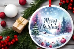 Merry Christmas Round Christmas Ornament Sublimation PNG Product Image 2