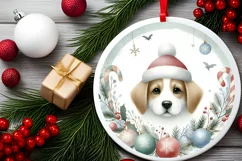Dog Round Christmas Ornament Sublimation PNG Product Image 2