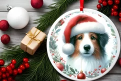 Dog Round Christmas Ornament Sublimation PNG Product Image 2
