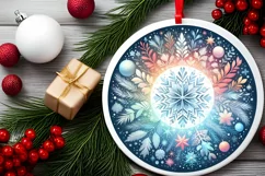 Colorful Pastel Snowflake Ornament Sublimation PNG Product Image 2