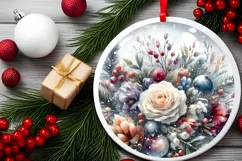 3D Winter Scene with Flowers Ornament Sublimation PNG Product Image 2