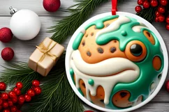 Christmas Frog with Melting Edges Round Ornament Sublimation Product Image 1