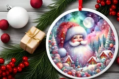 Santa Scene Round Ornament Sublimation PNG Product Image 2