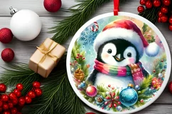 Watercolor Penguin Ornament Sublimation PNG Product Image 2