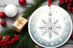 Snow Flake Round Ornament Sublimation PNG Product Image 2