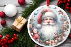 Pastel Watercolor Santa Ornament Sublimation PNG Product Image 2
