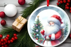 Santa Round Ornament Sublimation PNG Product Image 2