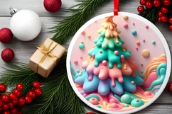 3D Winter Scene with Tree Ornament Sublimation PNG Product Image 2