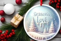 3D Winter Scene with Season's Love Ornament Sublimation PNG Product Image 2