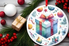 Christmass Gift Round Ornament Sublimation PNG Product Image 2