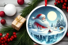 3D Winter Scene with Santa Ornament Sublimation PNG Product Image 2