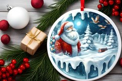 3D Winter Scene with Santa Ornament Sublimation PNG Product Image 2