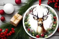 Colorful Reindeer Christmas Ornament Sublimation PNG Product Image 1