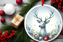 Colorful Reindeer Christmas Ornament Sublimation PNG Product Image 2