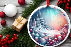 Colorfull Pastell 3D Christmas Ornament Winter Scene Product Image 2