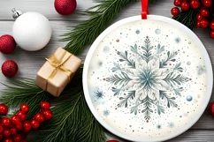 Snowflake Christmas Ornament Sublimation PNG Product Image 1