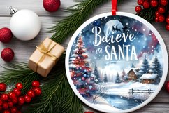 Watercolor Snowflake Round Christmas Ornament Sublimation Product Image 2