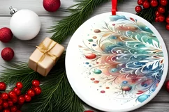 Colorful Pastel Snowflake Ornament Sublimation PNG Product Image 2