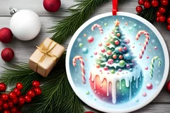 Winter Scene with Candies Round Christmas Ornament Product Image 2