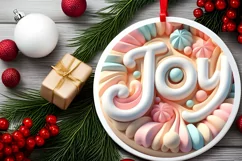 joy polar bear round ornament sublimation png Product Image 2