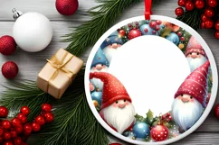Gnomes Christmas Ornament Sublimation PNG Product Image 2