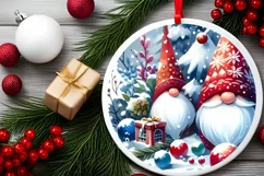 Gnomes Christmas Ornament Sublimation PNG Product Image 1