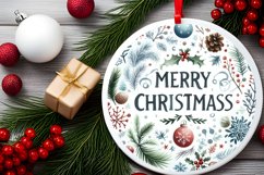 Merry Christmas Round Ornament Sublimation PNG Product Image 2