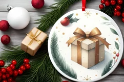 Gift Round Sticker Ornament Sublimation PNG Product Image 2