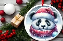Colorful Panda Christmas Sublimation Clipart Product Image 2