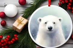 Colorful Polar Bear Round Ornament Sublimation PNG Product Image 2