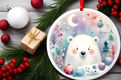 Colorful Polar Bear Round Ornament Sublimation PNG Product Image 2