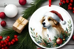 Polar Dog Watercolor Christmas Image PNG Product Image 1