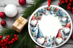 a simple winter gnomes round ornament png Product Image 2
